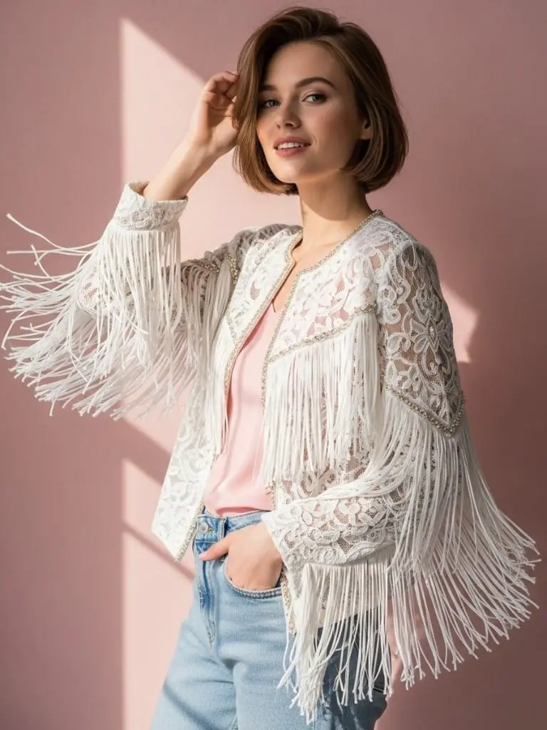 White Fringe Jacket