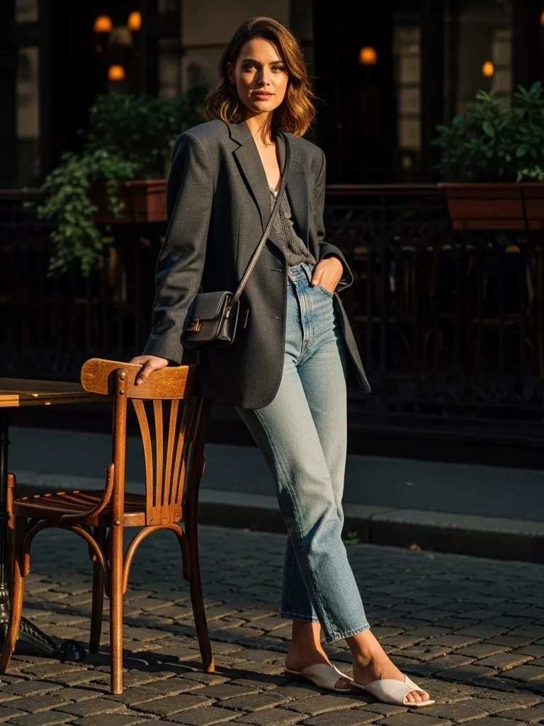 Blazer and Straight-Leg Jeans