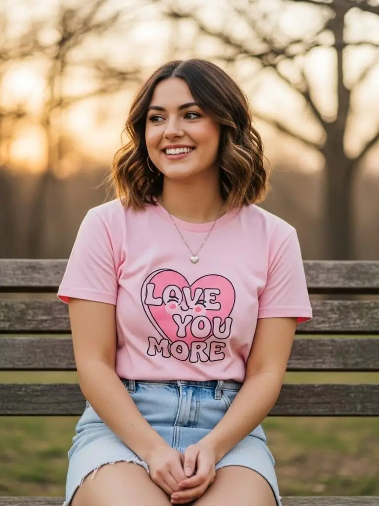 Casual Graphic Tee and Denim Skirt