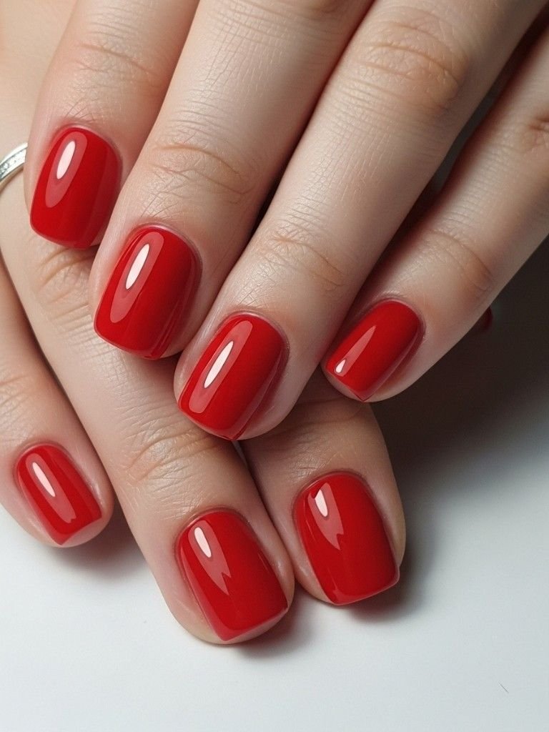 Cherry Red Short Nails