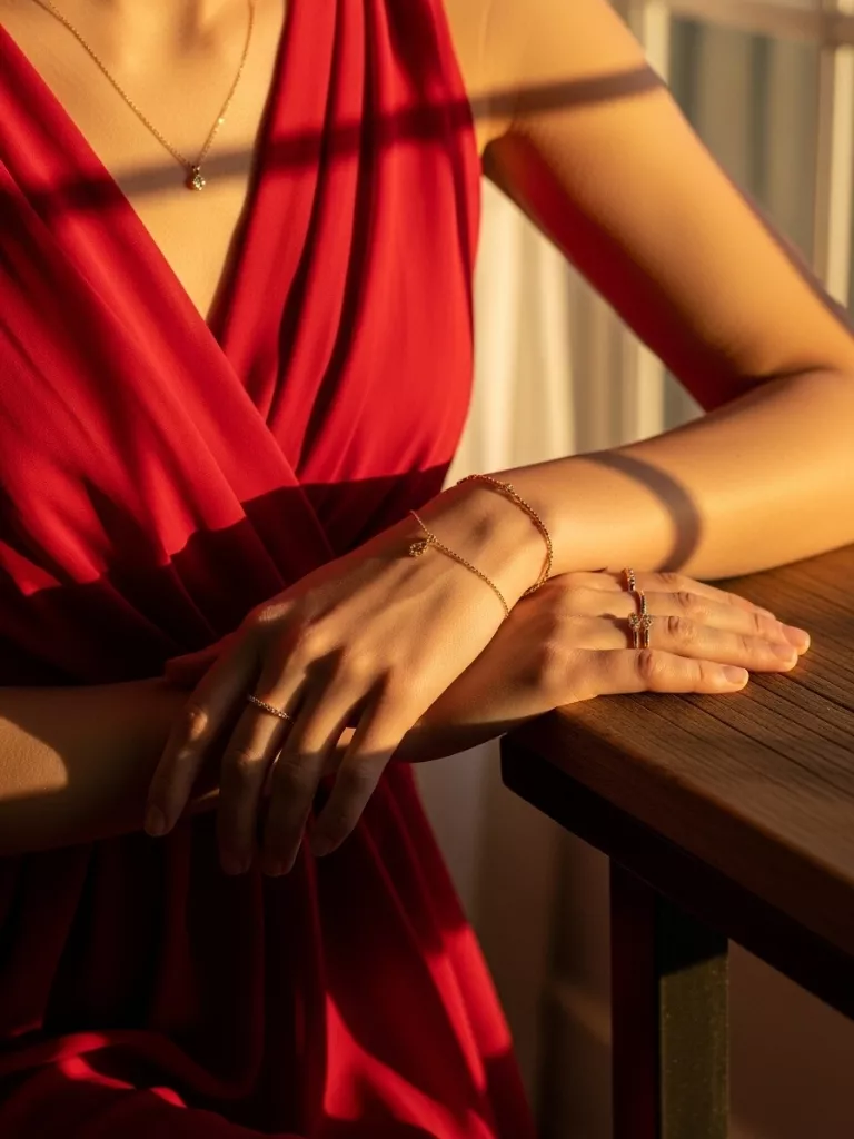 Classic Red Dress & Minimal Gold Jewelry