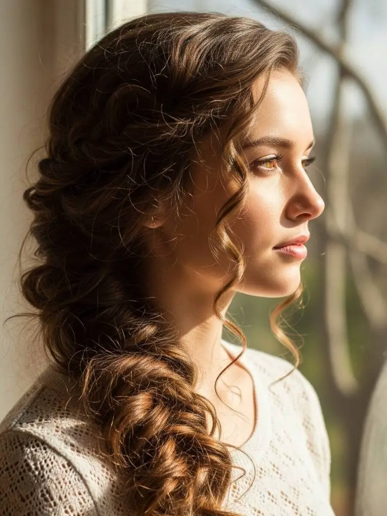 Curly Loose Side Braid