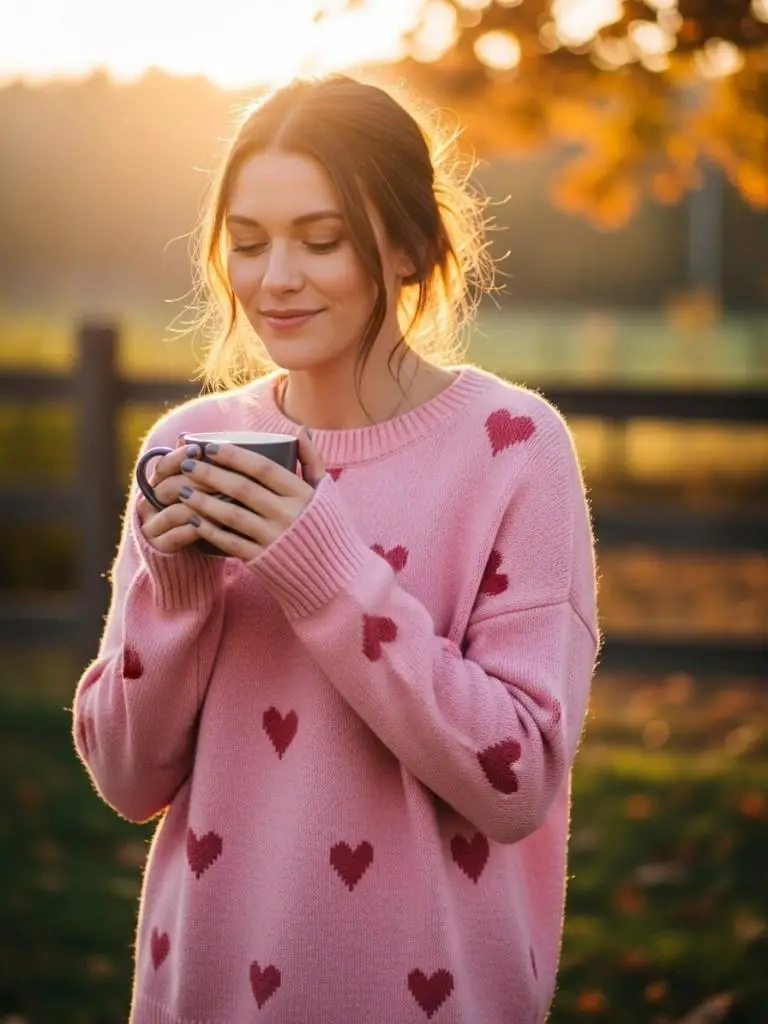 Cute Heart Print Sweater