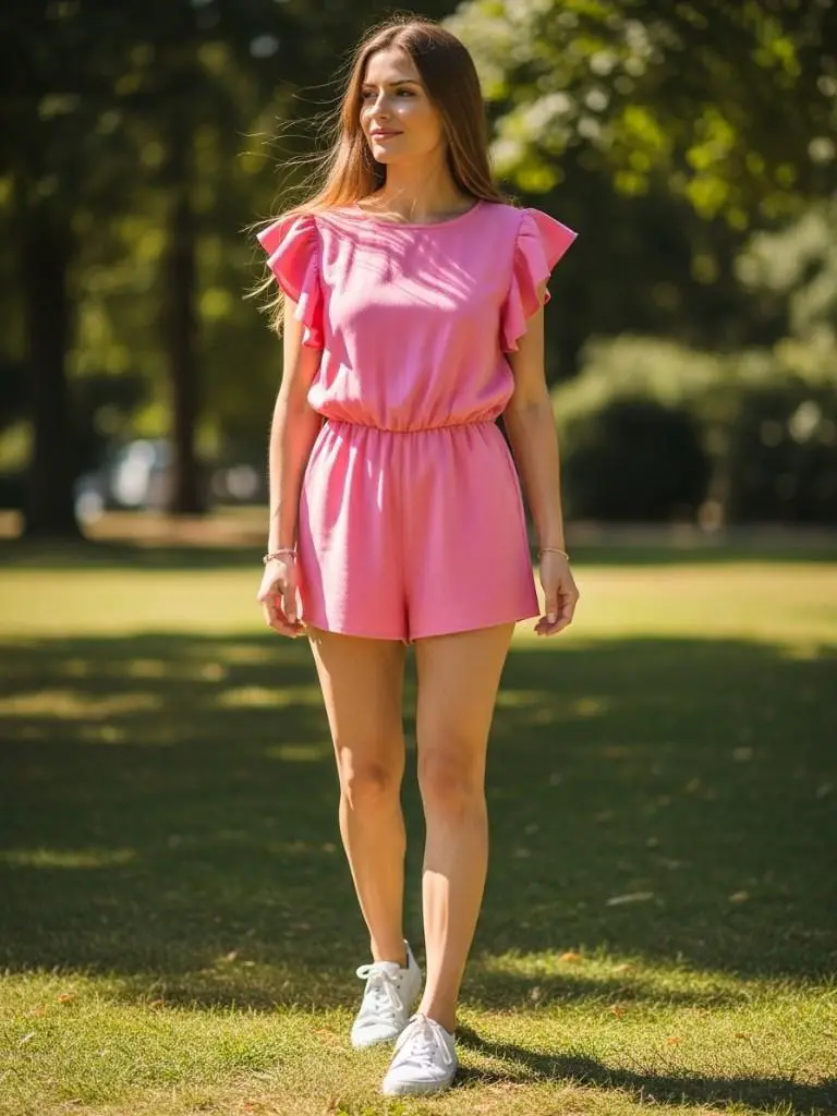 Cute Romper with Sneakers