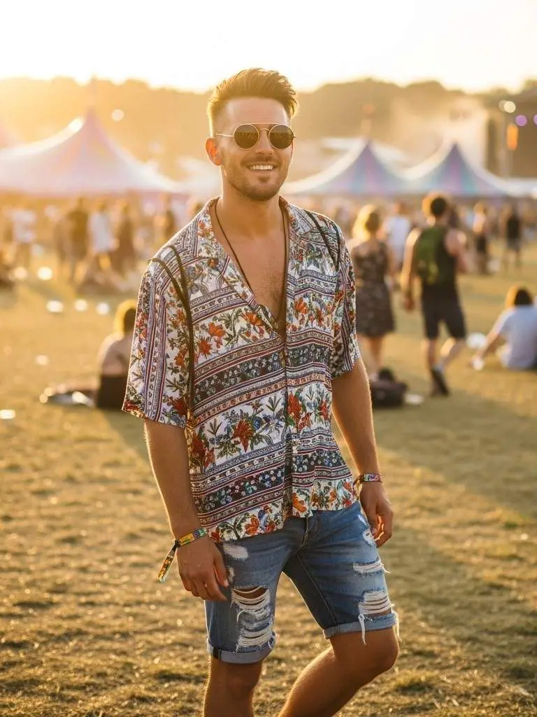 Denim Shorts and Loose Shirts