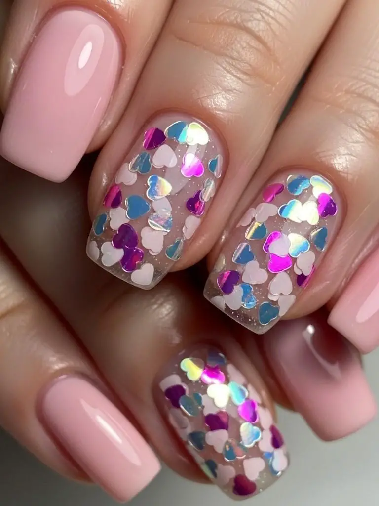 Heart Confetti Nails