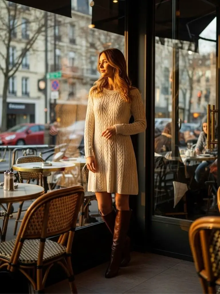 Knit Dress with Boots