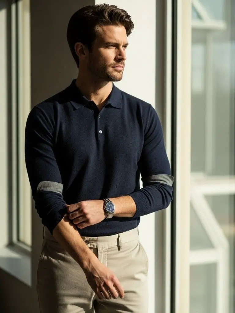 Long-Sleeve Polo Shirt Look