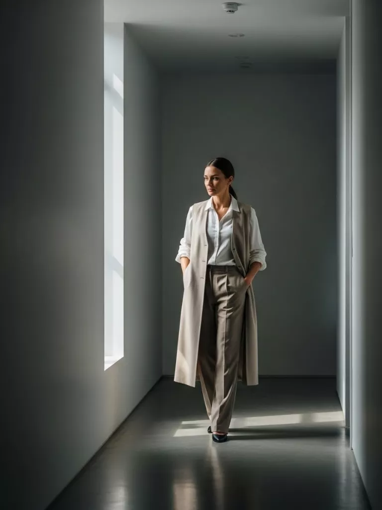 Long Vest with Button-Up Shirt