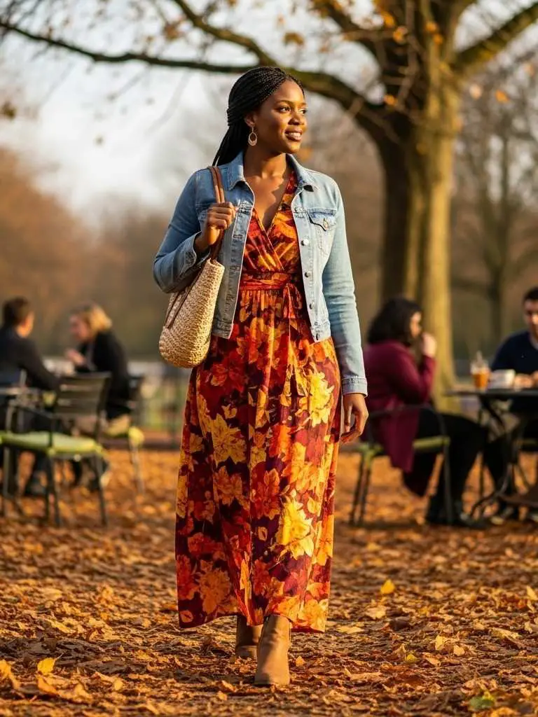 Maxi Dress with Denim Jacket