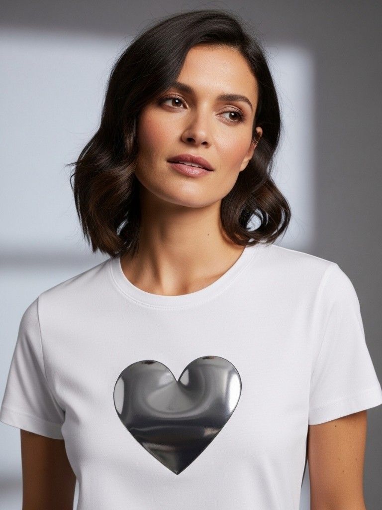 Metallic Heart Foil Shirt