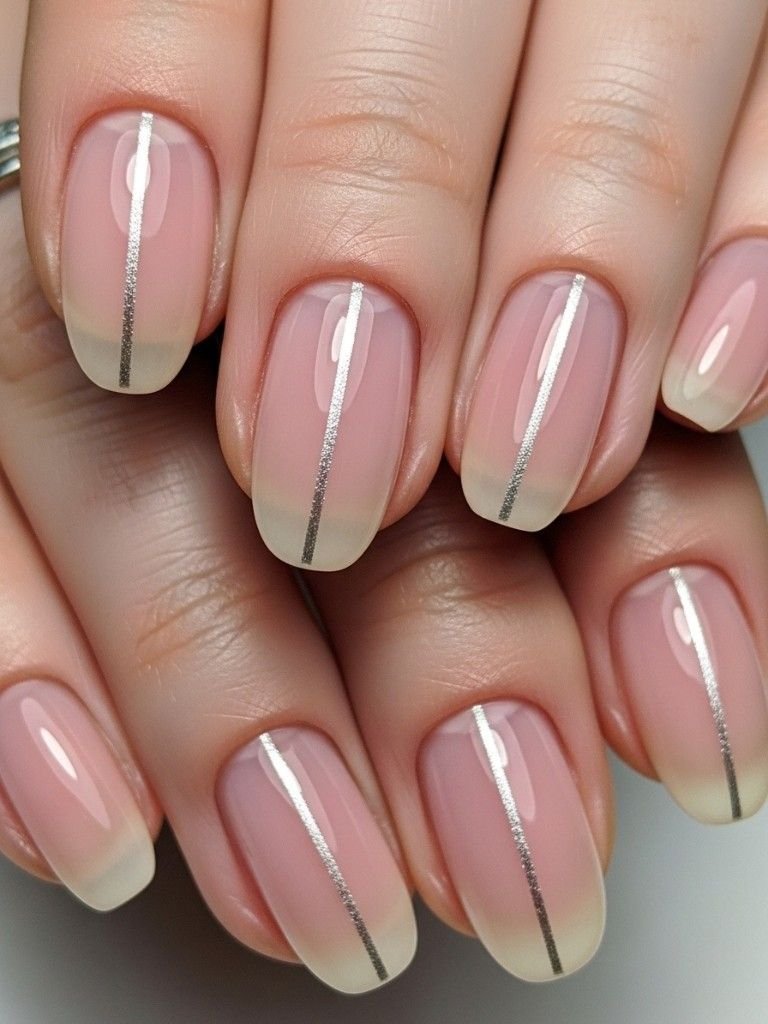 Minimalist Silver Line Nails
