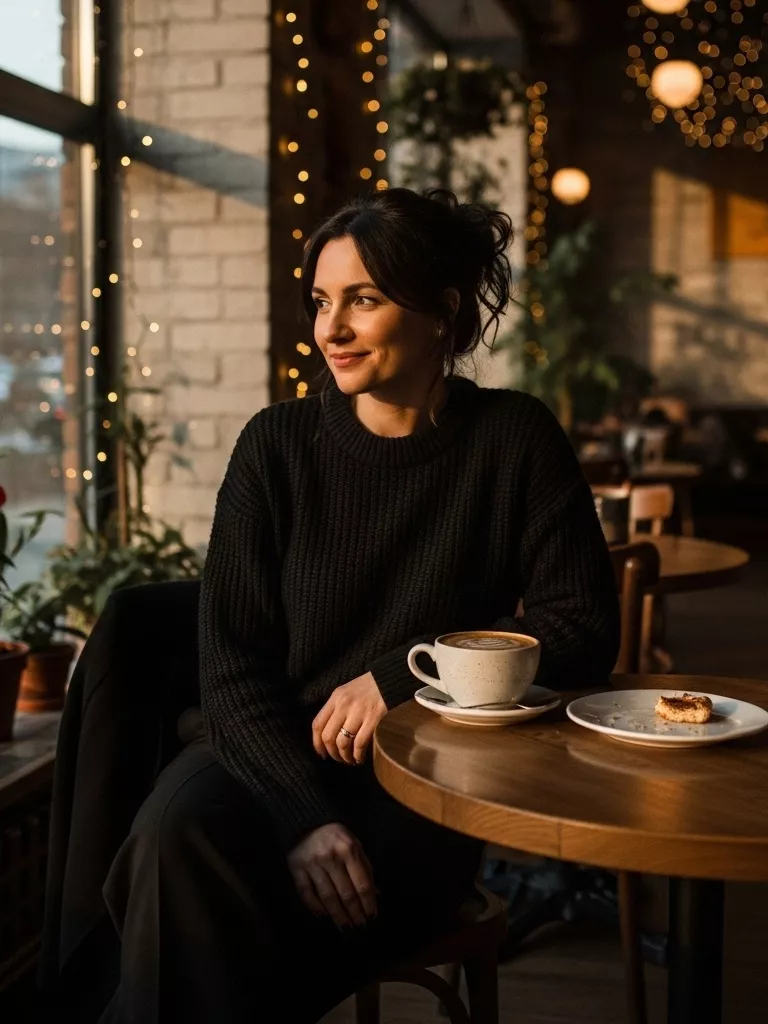 Monochrome Black Outfit for an Indoor Brunch