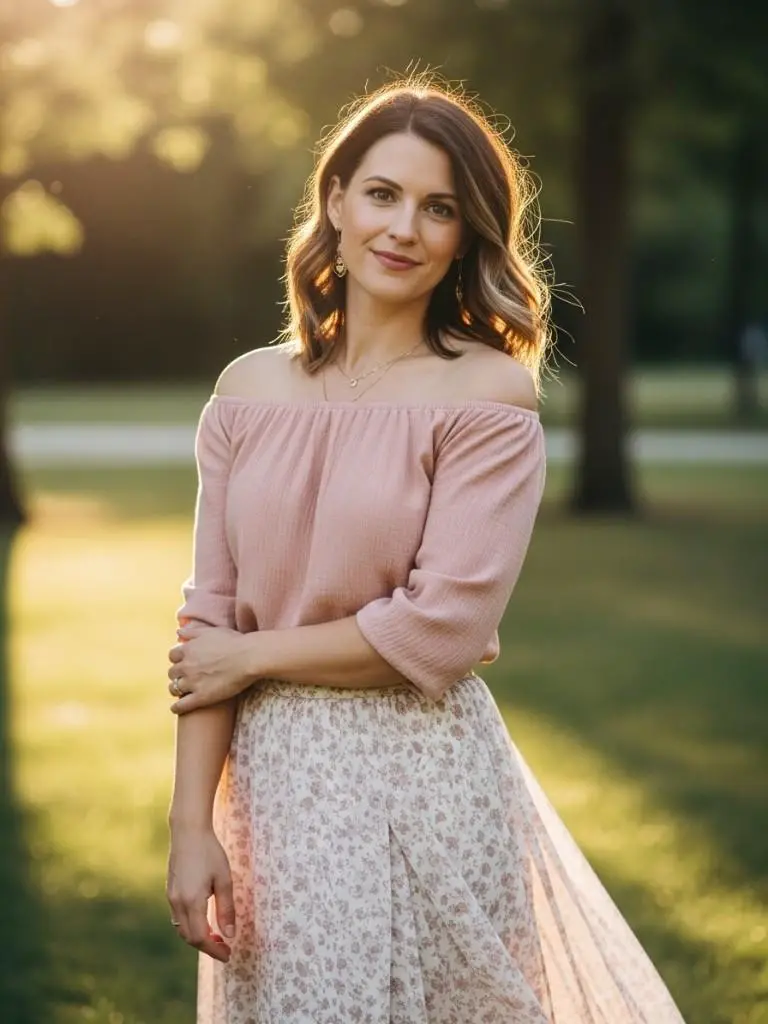 Off-Shoulder Top and Midi Skirt