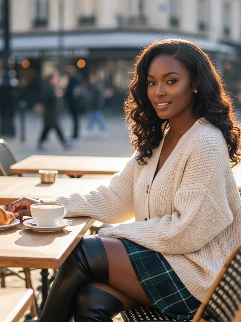 Oversized Cardigan and Mini Skirt