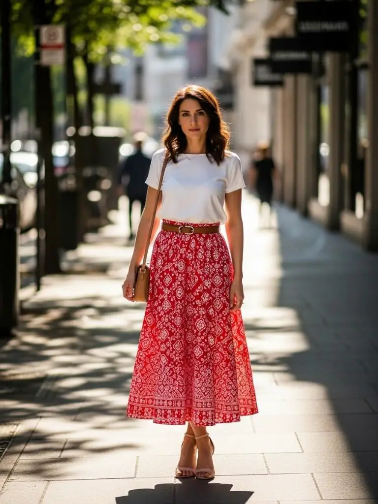 Patterned Skirt with Solid Top