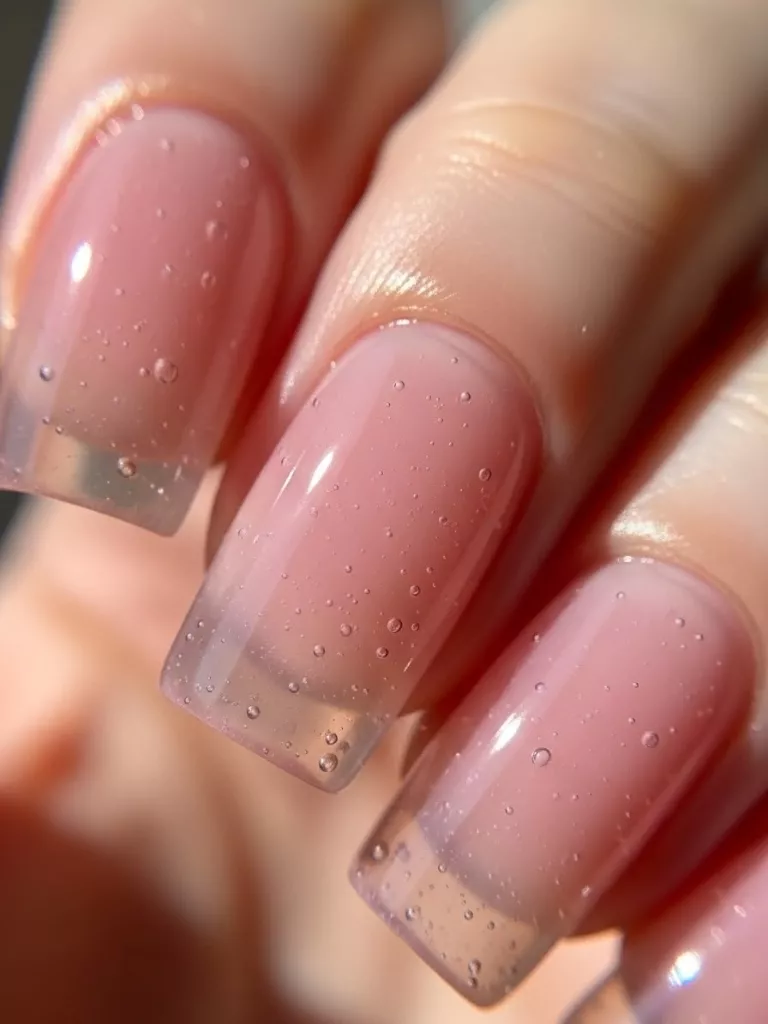 Pink Jelly Glass Nails