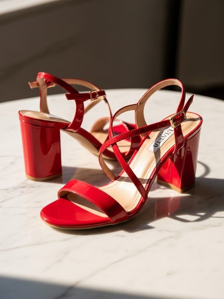 Red Block-Heel Sandals