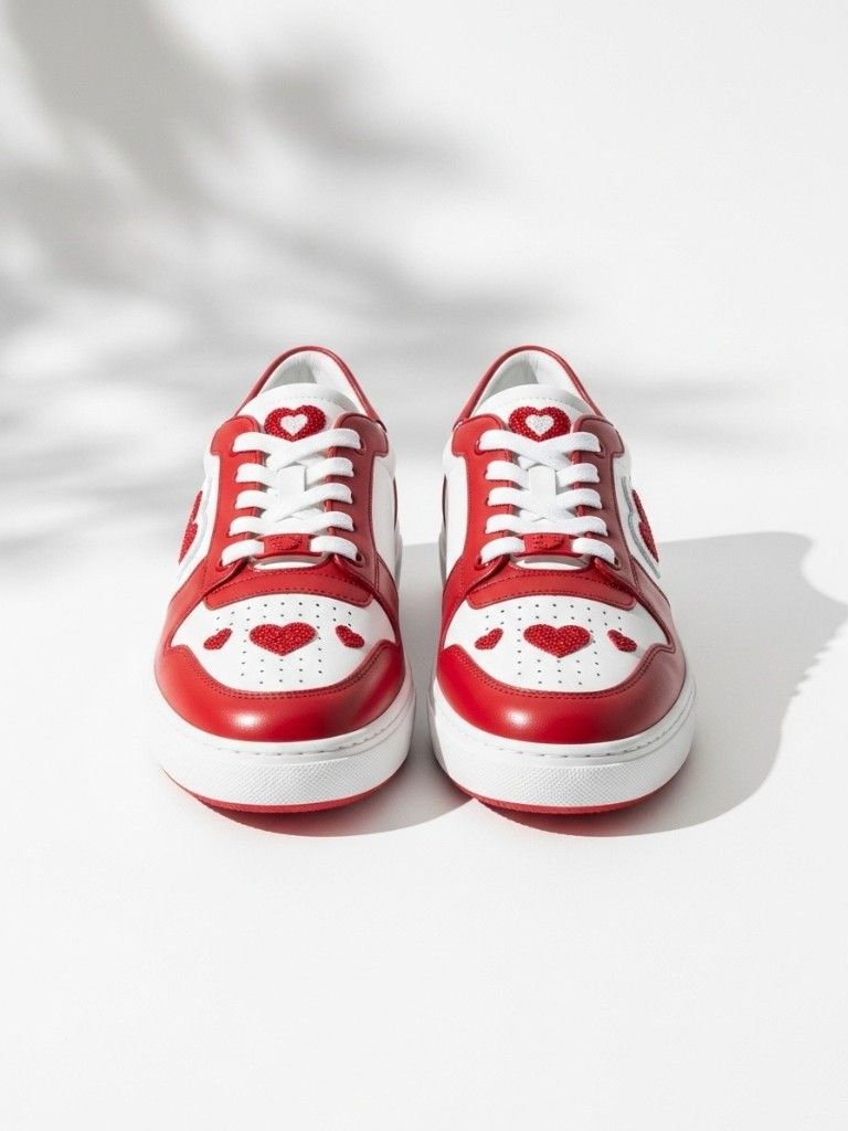 Red Heart-Detail Sneakers
