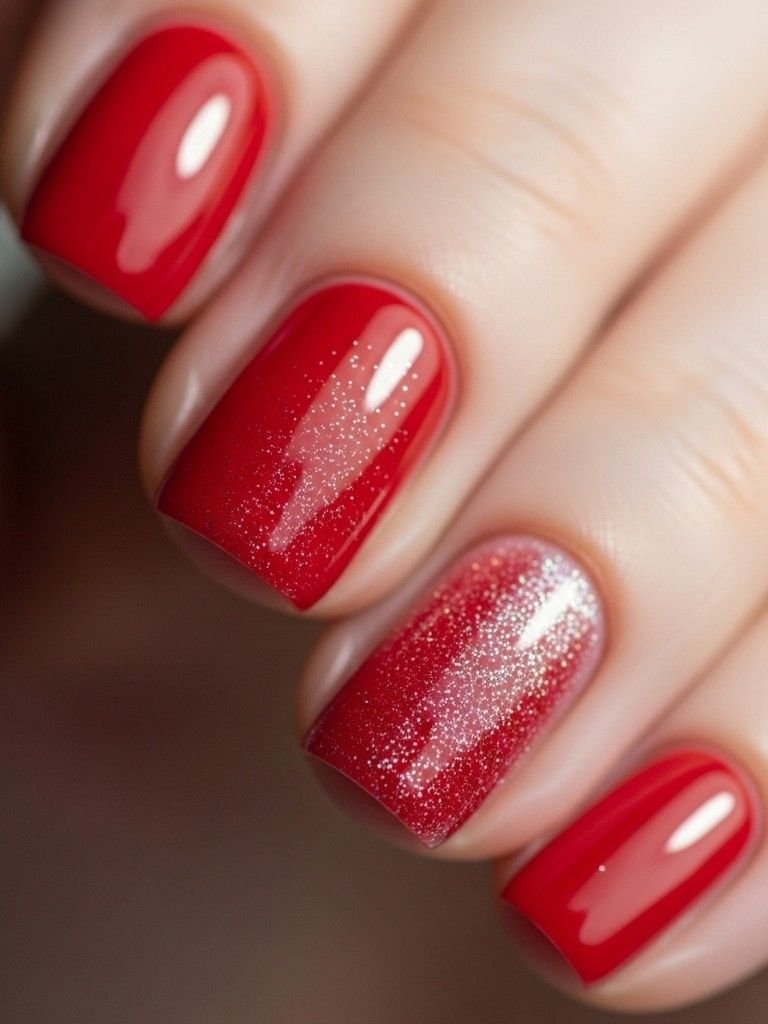 Red Micro-Glitter Nails