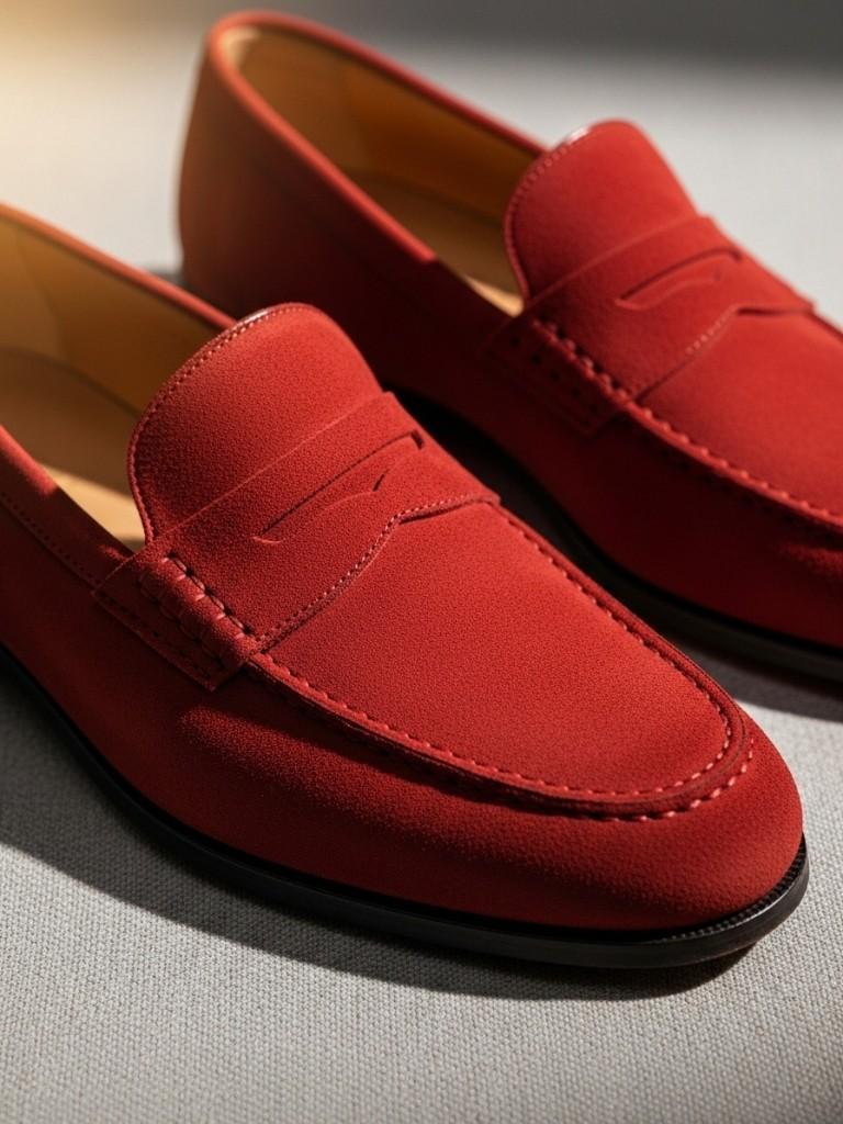 Red Suede Loafers