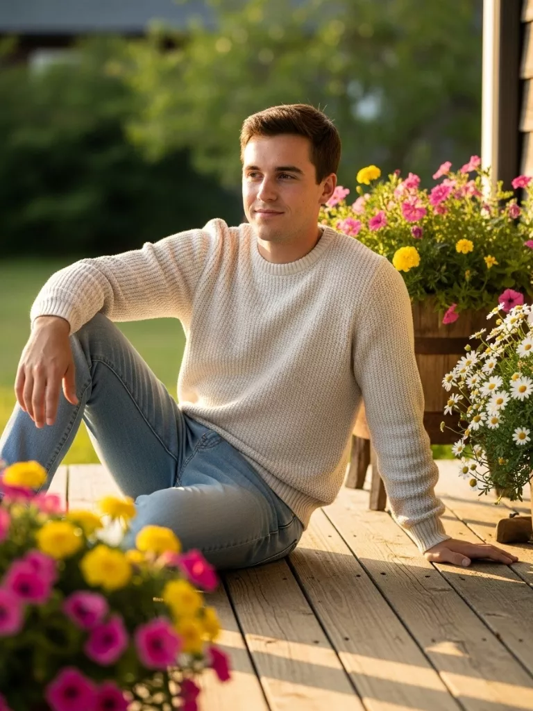 Simple Knit Sweater and Jeans