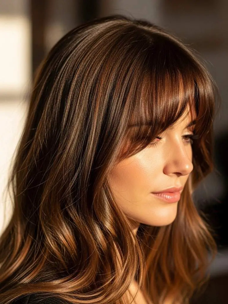 Soft Brown With Curtain Bangs