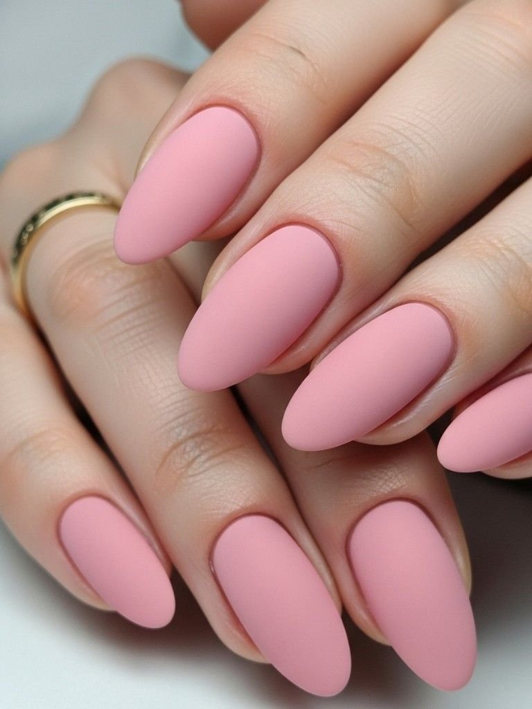 Soft Matte Pink Nails