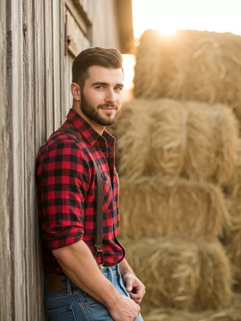 Suspenders and Plaid Shirt