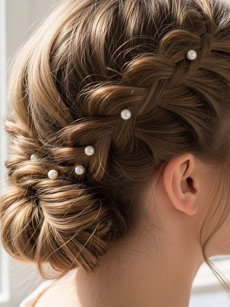 Sweet Side Braid With Pearls