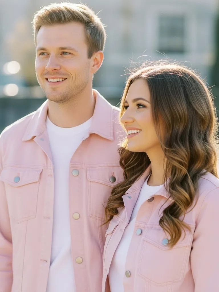 White Tee and Pink Jacket Pairing
