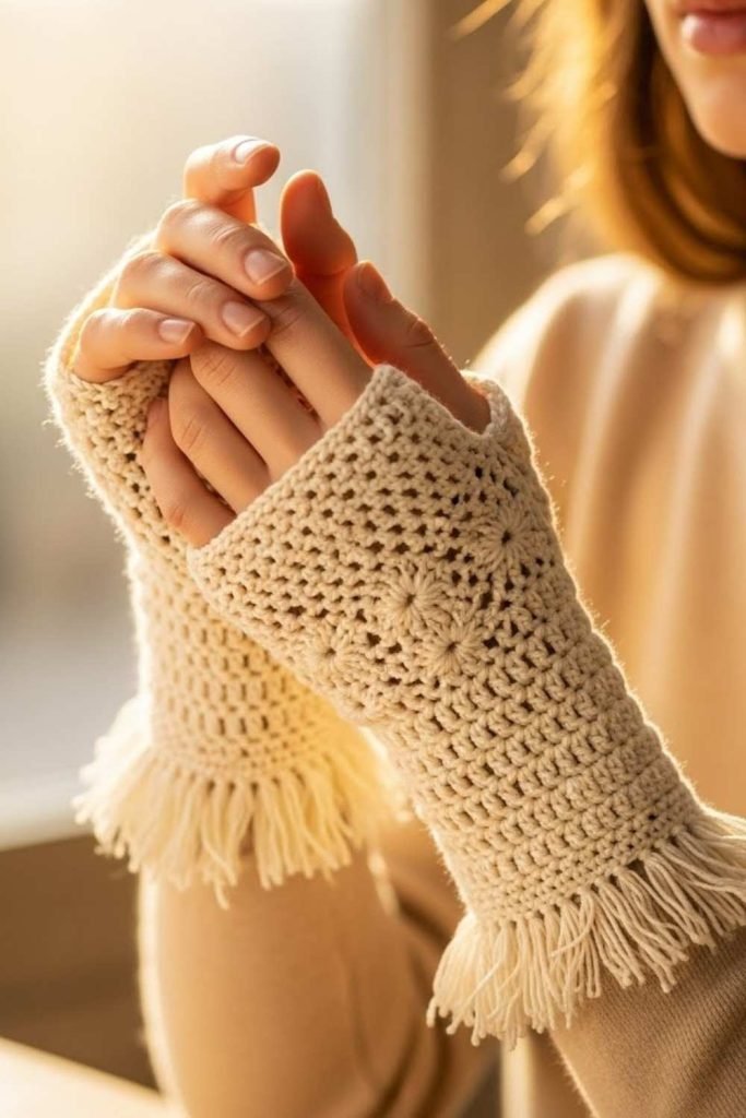 Boho Fringe Wrist Warmers