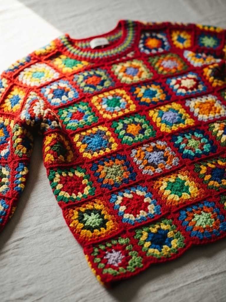 Chunky Granny Square Sweater