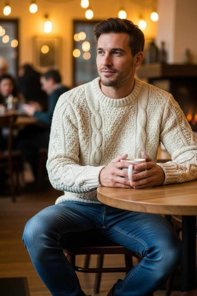  Chunky Knit Sweater with Dark Denim