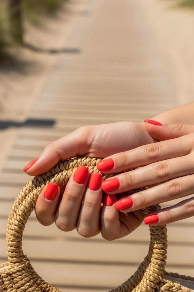 Classic Coral Summer Nails