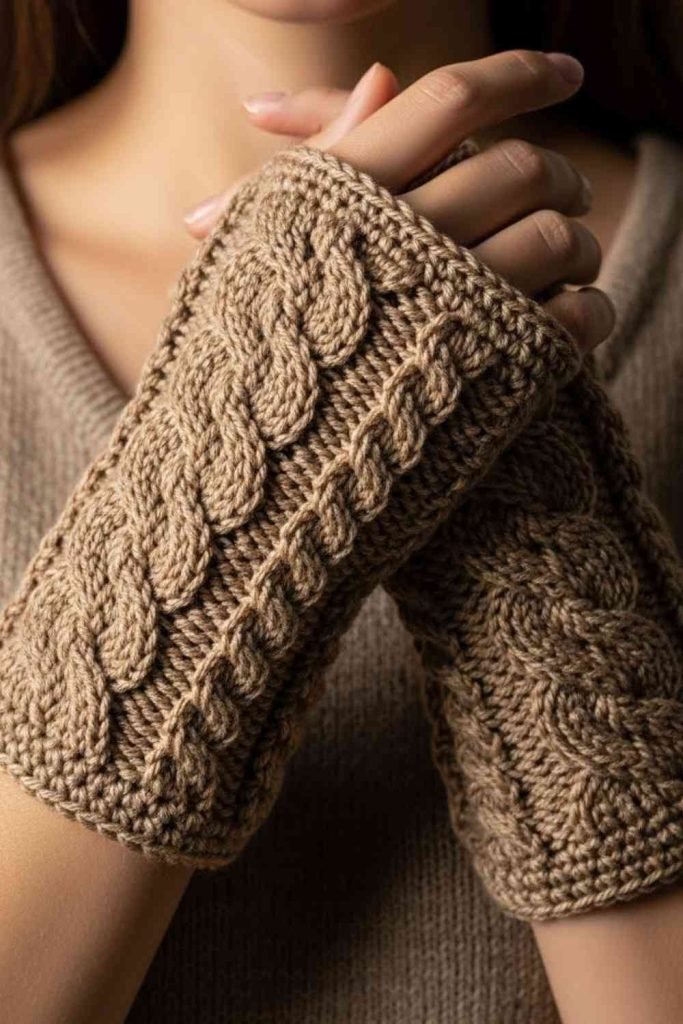 Cozy Cable-Style Fingerless Gloves