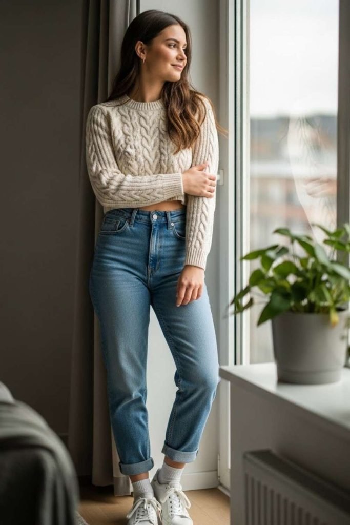 Cropped Sweater and High-Waist Jeans