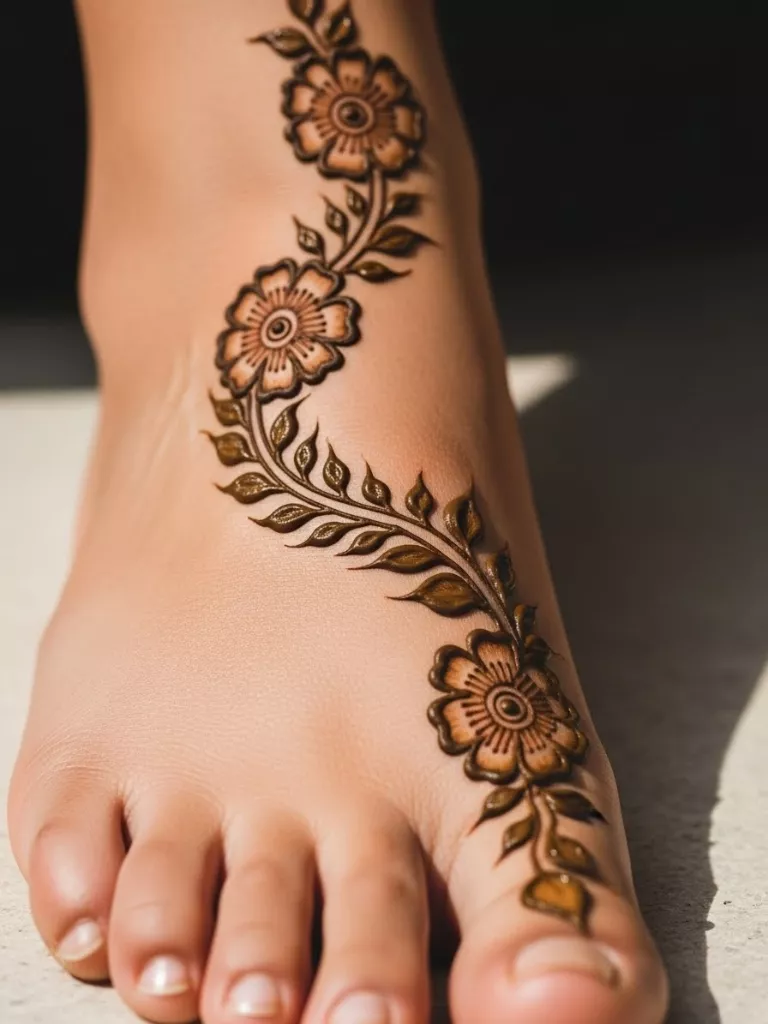 Curved Floral Toe-to-Ankle Line