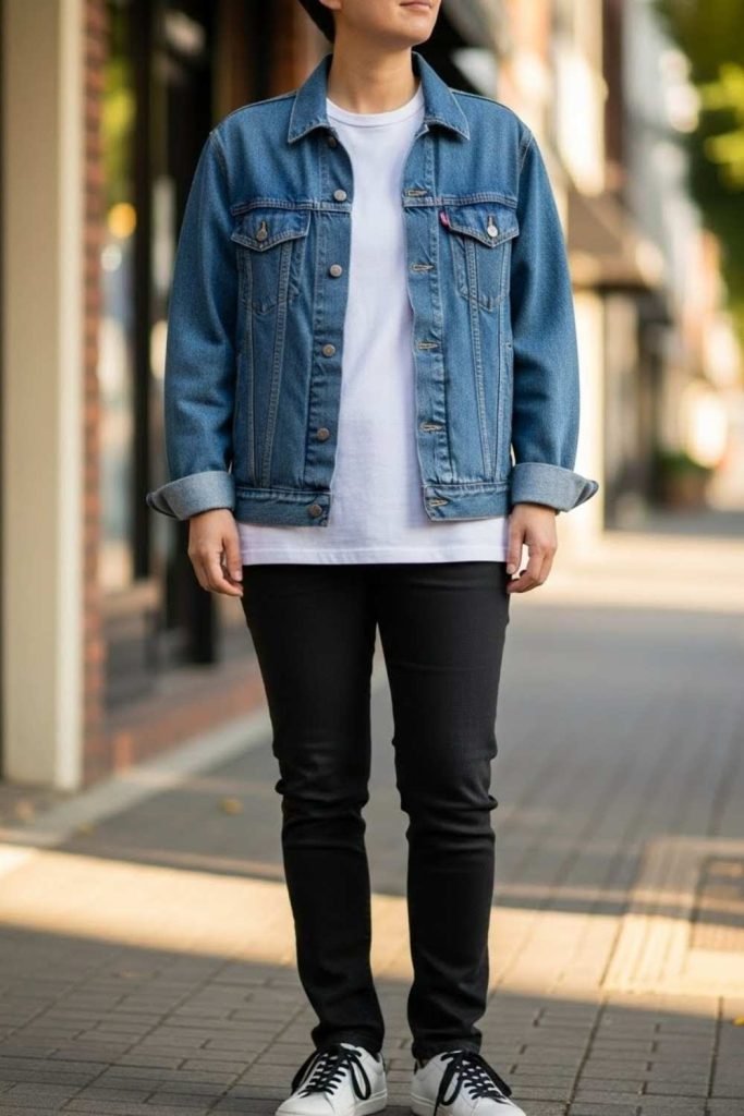 Denim Jacket and Black Jeans
