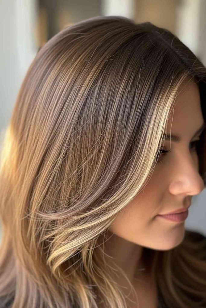 Face-Framing Light Brown Highlights