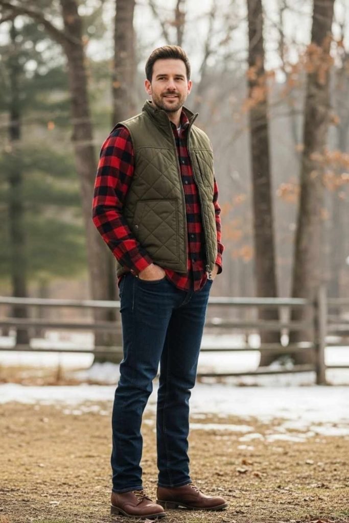 Flannel Shirt with Quilted Vest