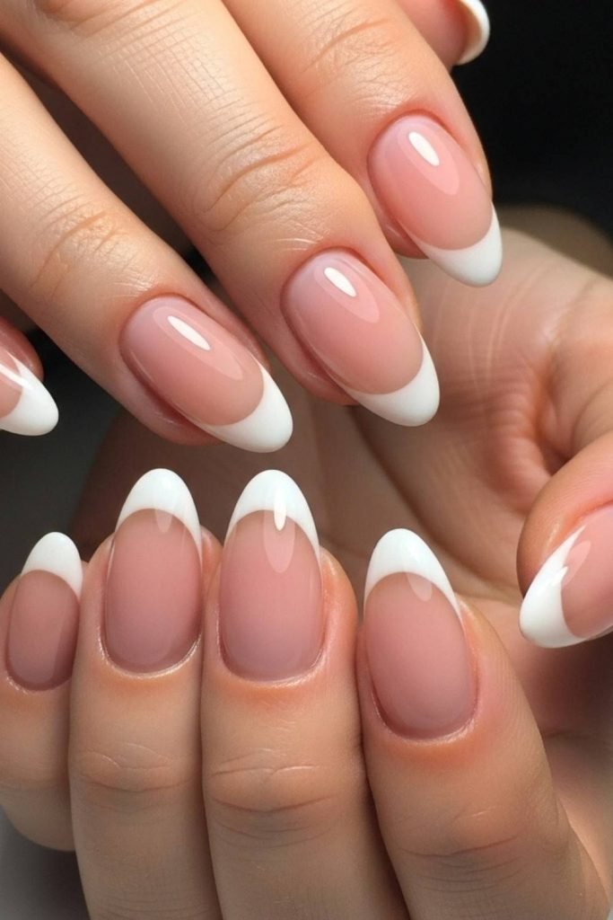 French Nails with Clear Tips