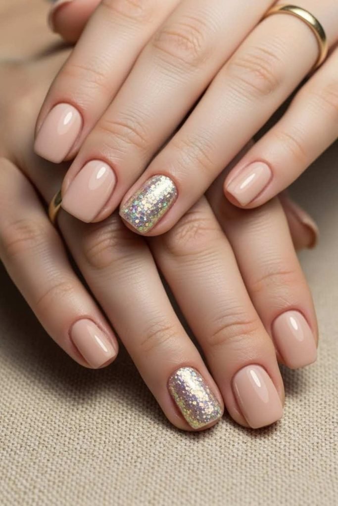 Glitter Accent Summer Nails