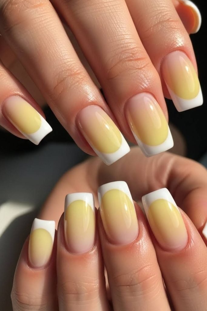 Glossy Square French Nails