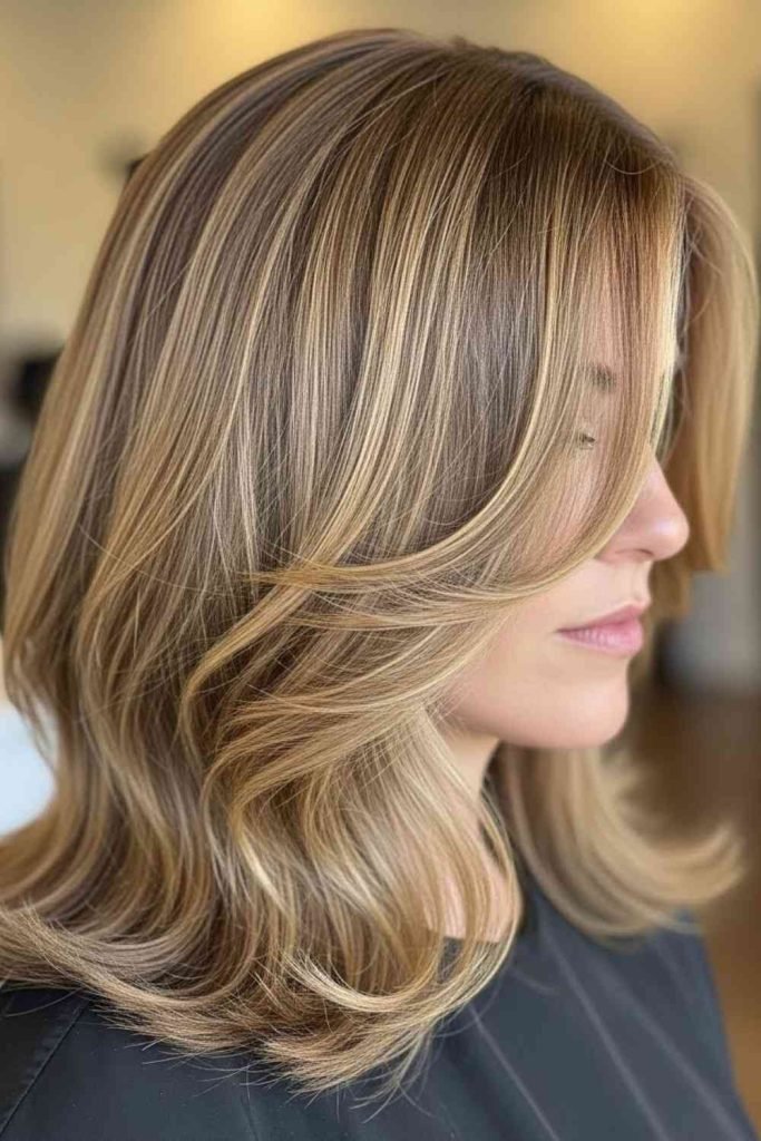 Golden Blonde Highlights on Light Brown Hair
