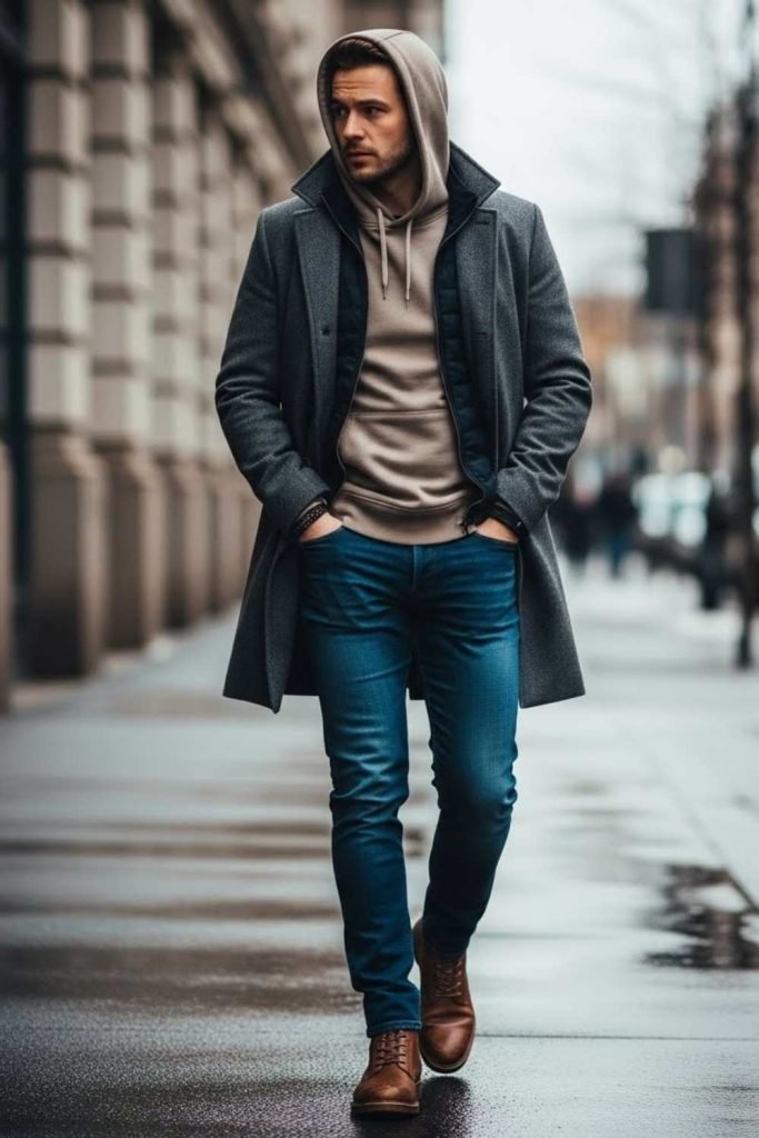 Hoodie Layered Under a Coat