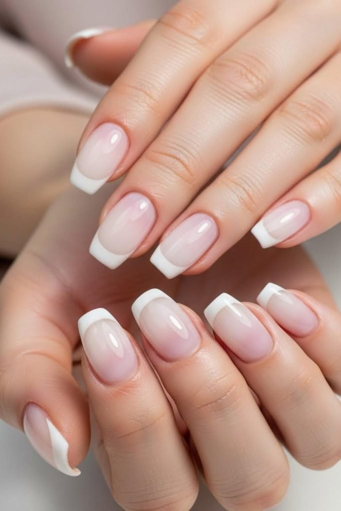 Milky Base French Nails