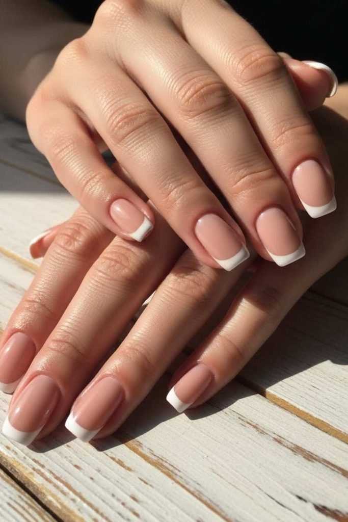 Nude Summer Nails With White Tips
