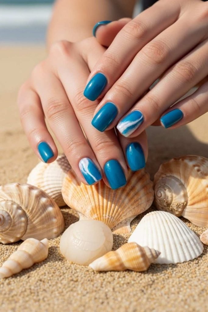 Ocean Blue Summer Nails