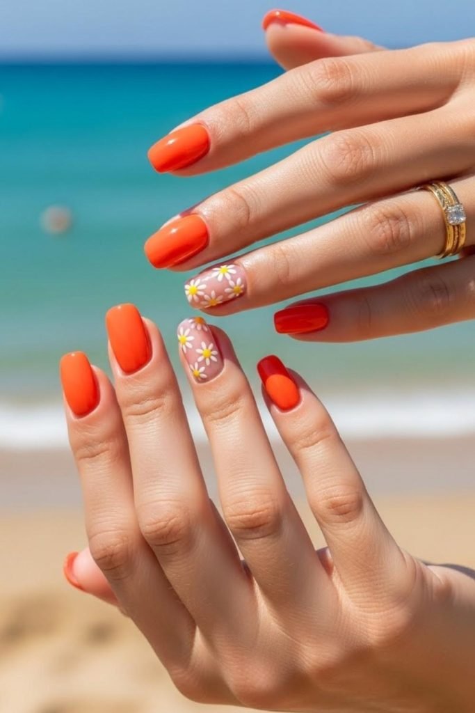 Orange Summer Nails
